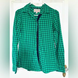 Banana Republic Green and Blue Madras Button Up Shirt size XS